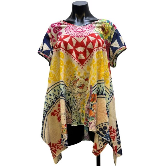 Johnny Was Multi-Color Floral Print Tunic Blouse L - Picture 1 of 5